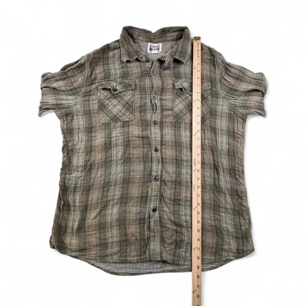 Converse One Star Green Beige Plaid Button Up Shirt Women's XL - Picture 5 of 7